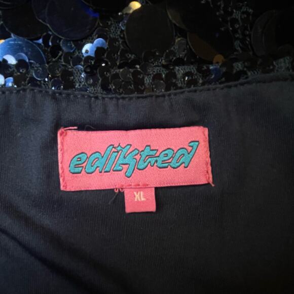 EDIKTED (NORDSTROM) SABRINA Y2K RETRO PARTY SEQUIN LOW-RISE MINI SKIRT SIZE XL - Picture 5 of 8